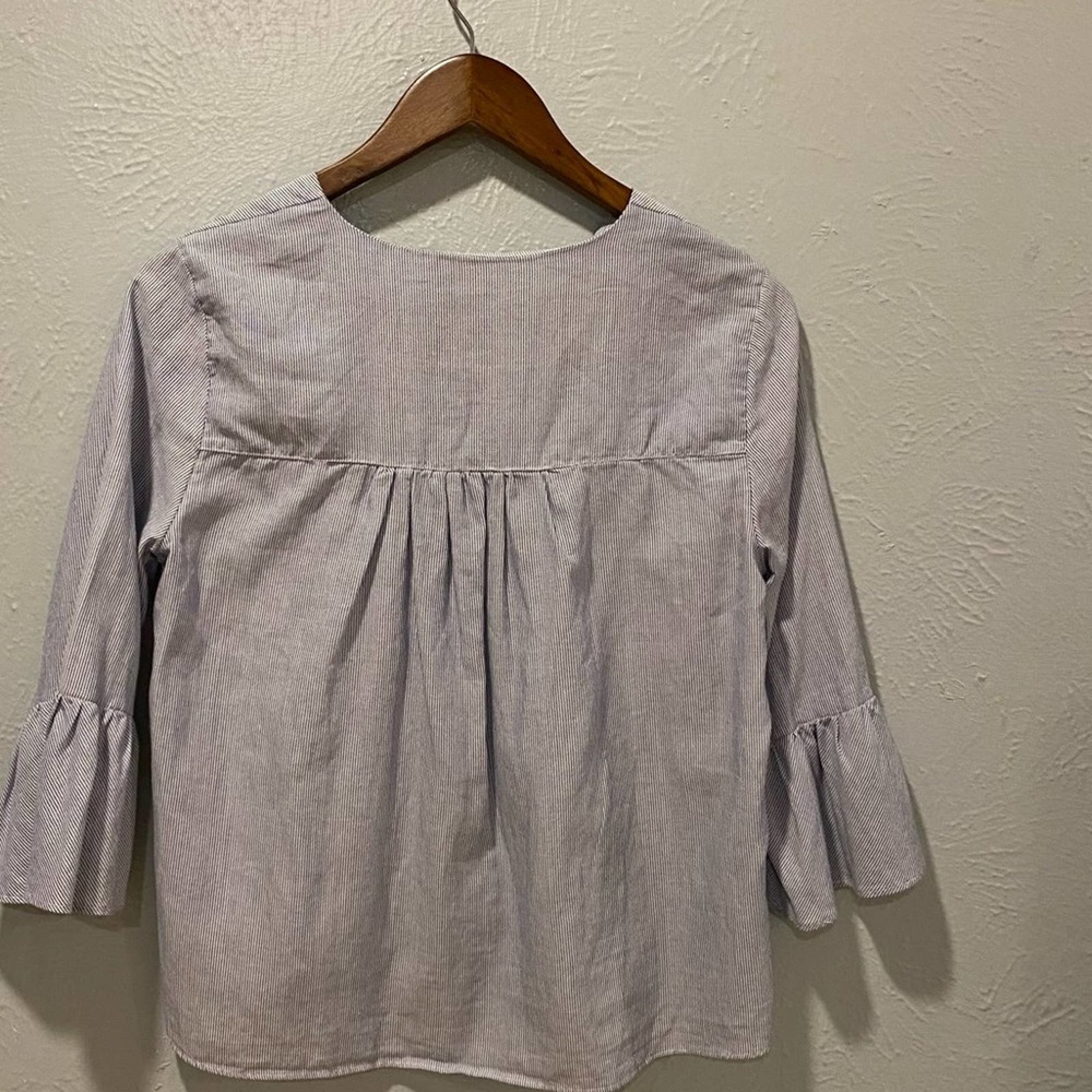 Madewell Veranda Bell-Sleeved Shirt Striped Blouse Womens XS - Picture 7 of 8